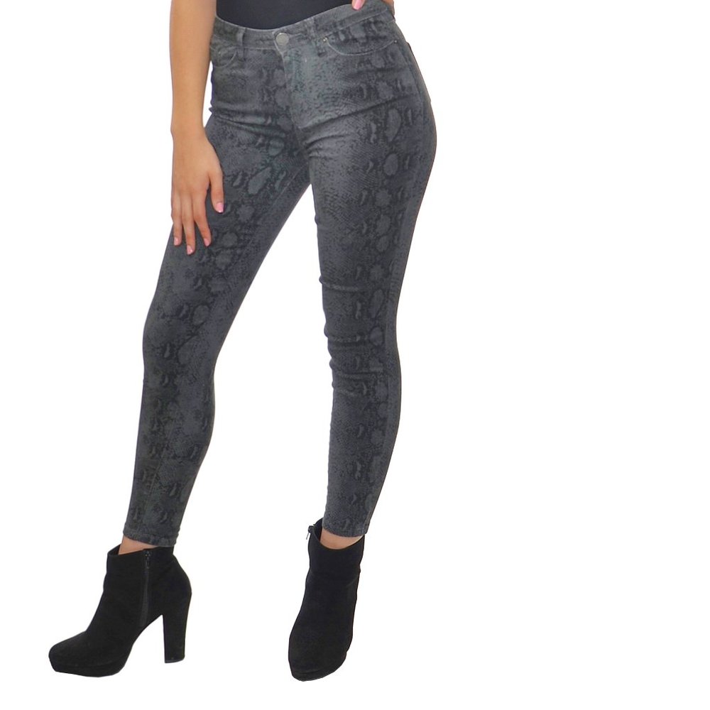 JUNIOR HIGH-RISE ANIMAL PRINT SKINNY JEAN - SNAKE